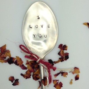 vintage letter stamped spoon - I Love You